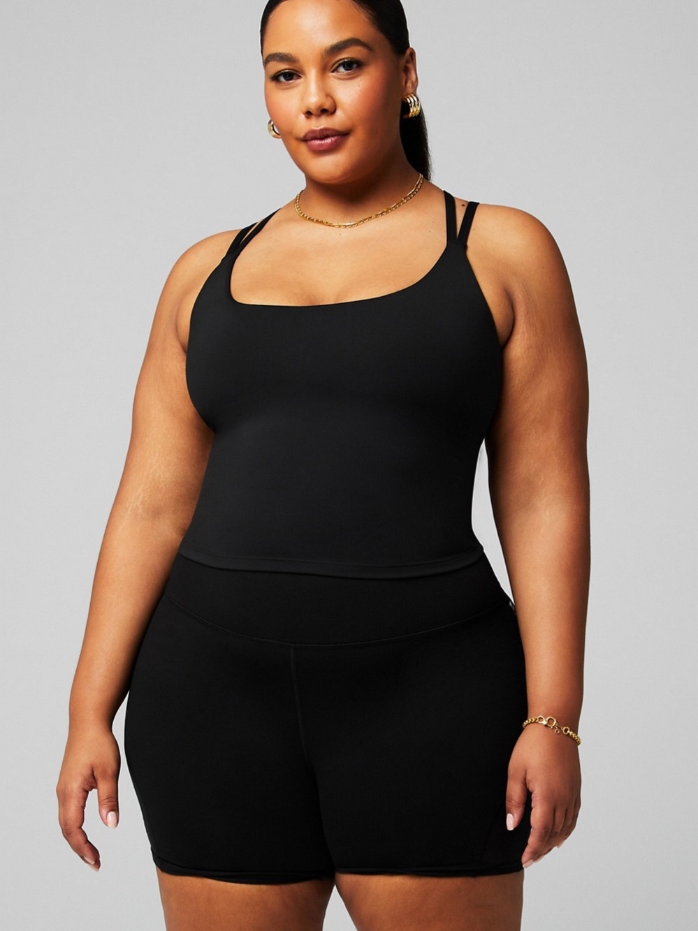 Fabletics Black Double-Strap Tank Top